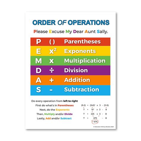 Order Of Operations Poster 8 5 X 11 Laminated Pemdas | Desertcart Sri Lanka