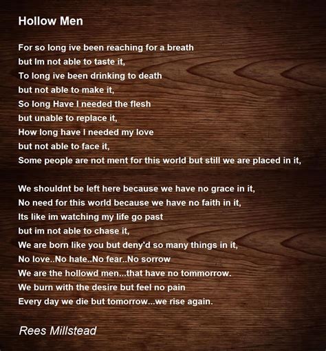 Hollow Man Poem Hollow Men Hollow Men Poem By Aron Heroux