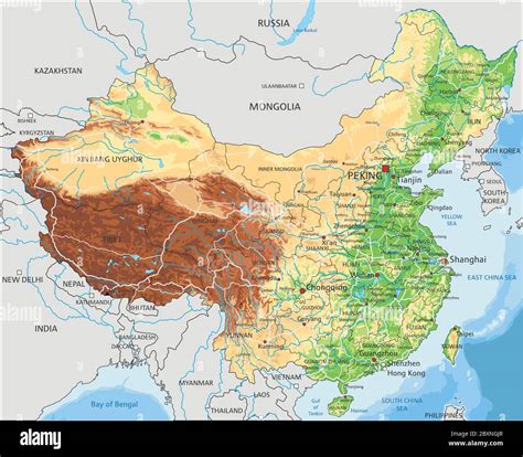 High detailed China physical map with labeling Stock Vector Image & Art - Alamy