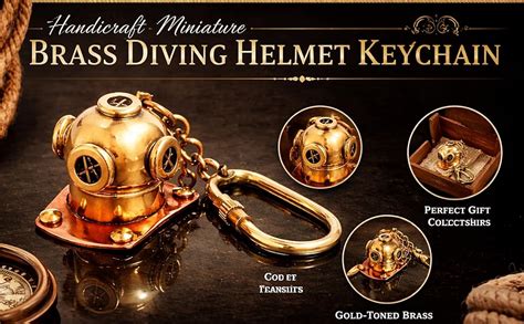 SHREEYAASH Handicraft Miniature Brass Diving Helmet Keychain, Nautical ...