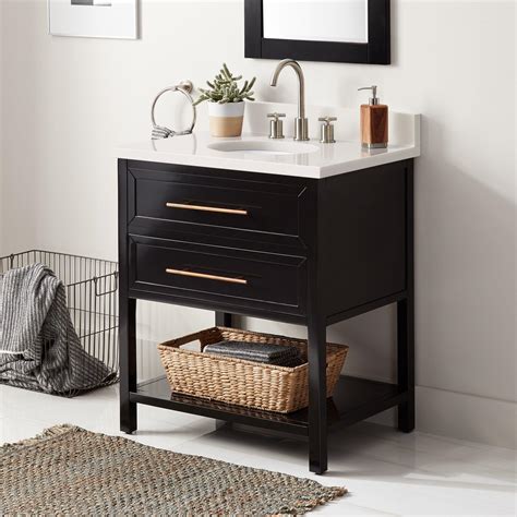 30" Robertson for Undermount Sink - Black - Arctic White Quartz 8 ...