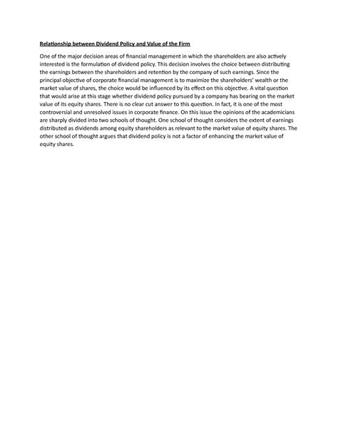 Relationship between Dividend Policy and Value of the Firm - This ...
