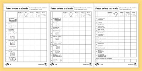 Características de vertebrados - atividade com diferenciação