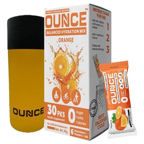 Ounce Energy Drink - Electrolyte Powder Sugar Free - 30 Orange ...