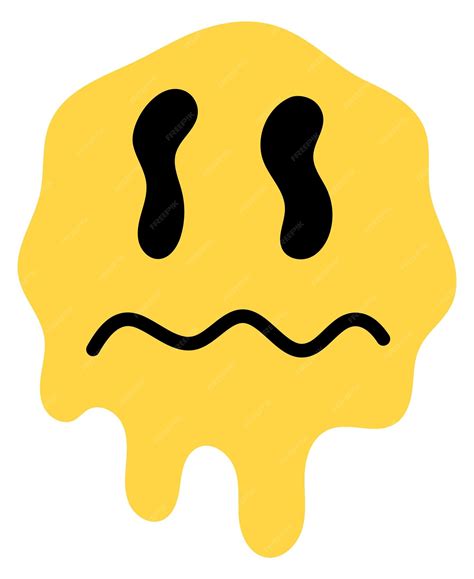 Premium Vector | Sad yellow face expression melting dripping emoji isolated on white background