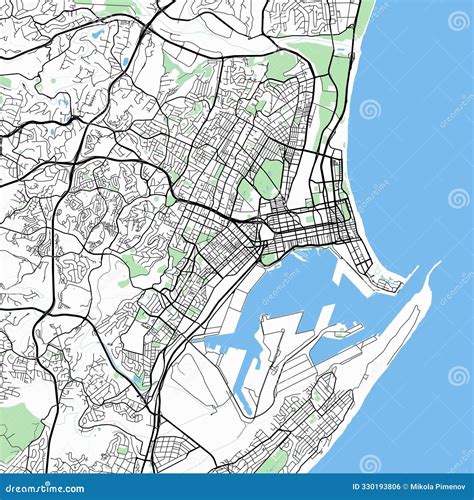 A Map of the City of Durban. Stock Illustration - Illustration of ...