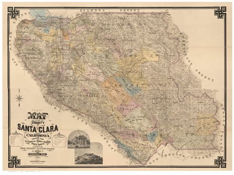 Santa Clara County California 1890 - Old Map Reprint - OLD MAPS