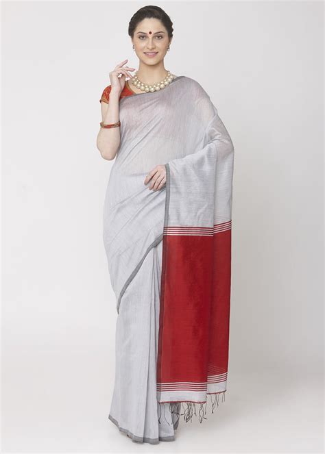 Get Grey Cotton Silk Saree With Contrast Pallu at ₹ 2000 | LBB Shop