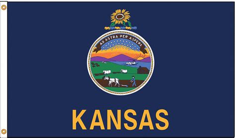 NYLGLO Kansas State Flag, 5 ftH x 8 ftW, Indoor, Outdoor - 5JFH8|141880 ...