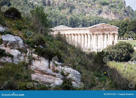Mountain Landscape with Ancient Greek Temple Stock Image - Image of ...