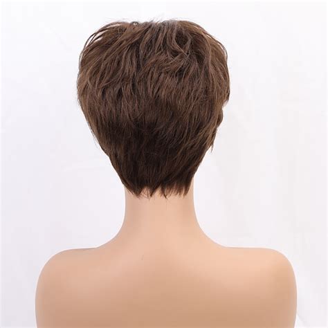 Remy Human Hair Wig Short Straight Natural Straight Bob Pixie Cut Side ...