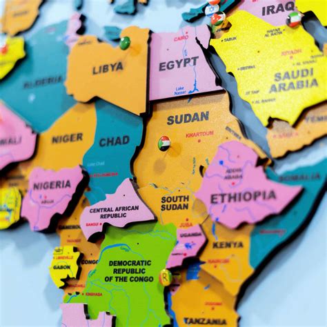 3D Colorful Wooden World Map for wall • The Map Store