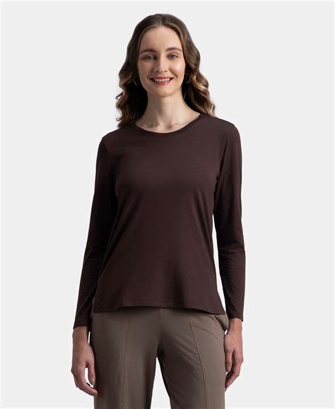 Buy Super Combed Cotton Rich Relaxed Fit Solid Round Neck Full Sleeve T ...