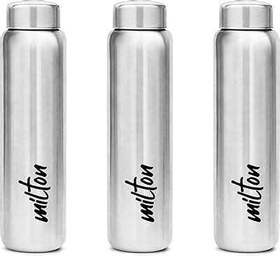Amazon Brand - Solimo Slim Stainless Steel Water Bottle, Set of 3, 1 ...