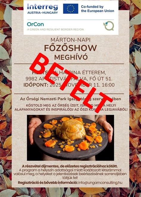 Márton-napi Főzőshow - BETELT!, Hajdina Étterem - Apátistvánfalva ...