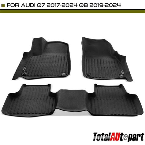 3x Black Floor Mats Liners for Audi Q7 2017-2024 Q8 2019-2024 Front ...
