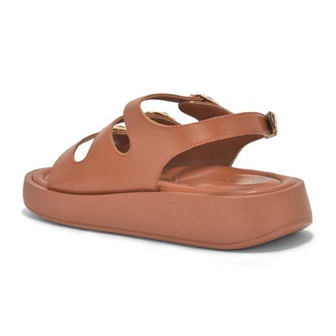 Tan Triple Buckle Sandals - Comfortable & Stylish Casual Footwear – ZISH