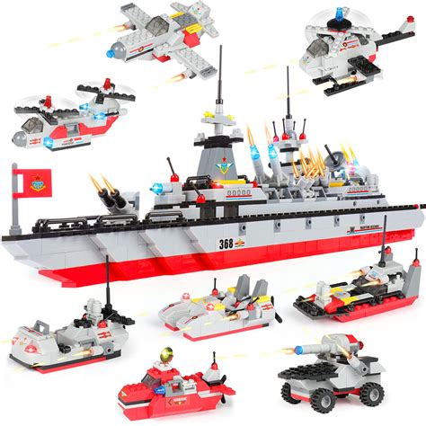 Buy 1220 Pieces City Battleship Toy Building Sets, U.S. Navy Marines ...