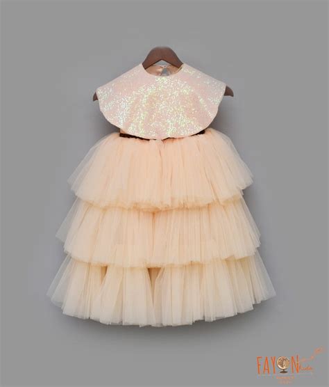 Peach Gown with Cape for Girls – FayonKids