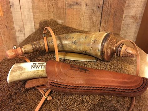 NWTF 2014 Knife Of The Year, Elk Horn Powder Horn, Damascus Blade By ...