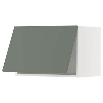 METOD wall cabinet horizontal, white/Nickebo matt grey-green, 60x37x40 ...