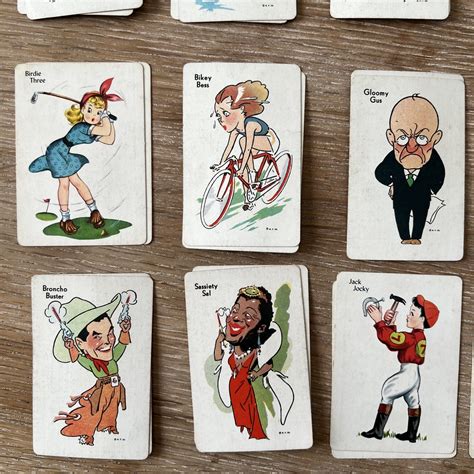 Vintage Old Maid Playing Cards Two Sets with Characters Parker Brothers ...