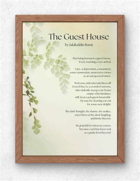 The Guest House by Rumi Printable | Rumi Poem Wall Art | Inspirational Poetry Print | Sufi Quote ...