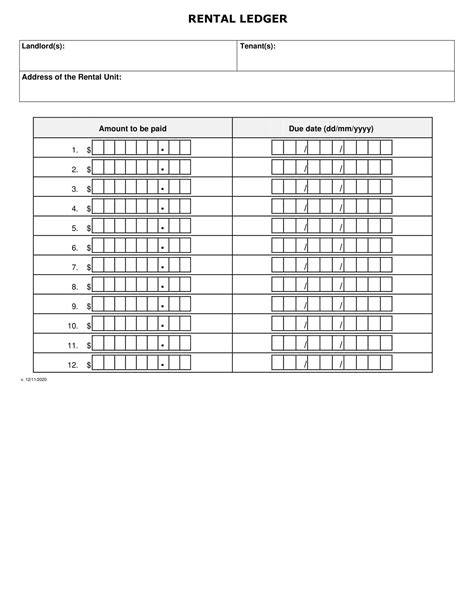 Free Printable Rental Ledger Template [Excel, Word, PDF, Google Sheets]