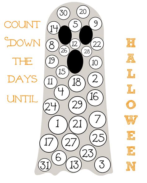 Halloween Countdown Printable - Printable Word Searches