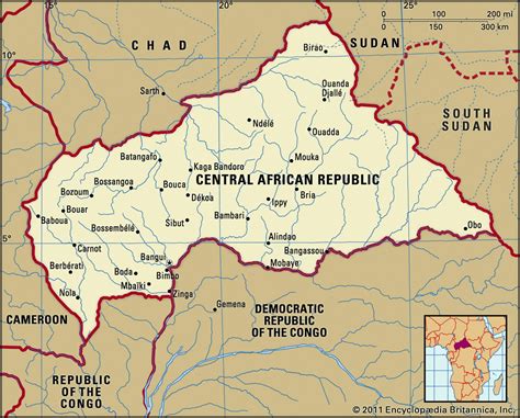 Map of Central African Republic and geographical facts - World atlas