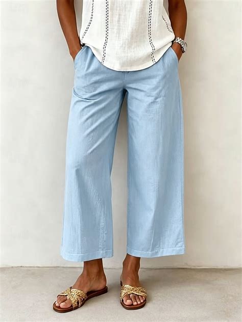Women's Wide Leg Trousers Casual Pants Vacation Fashion Streetwear Full ...