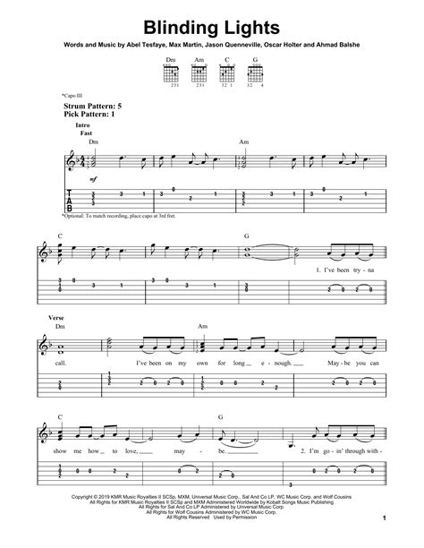 Blinding Lights by The Weeknd - Easy Guitar Tab - Guitar Instructor