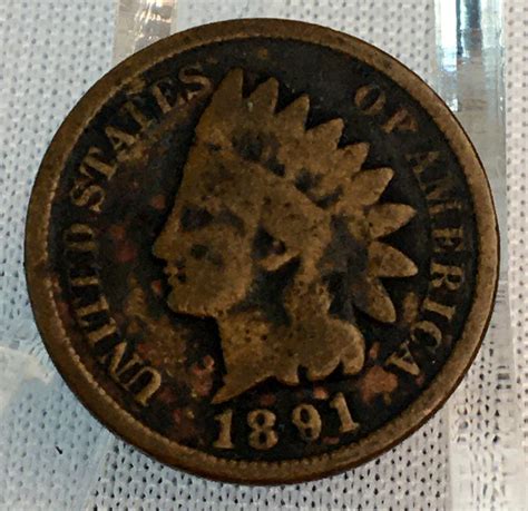 Lot - 1891 US 1c Indian Head Cent