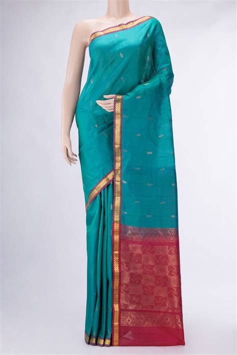 Peacock Blue Dual Tone Kanchipuram Silk Saree – Nalli Silk Sarees Pvt Ltd