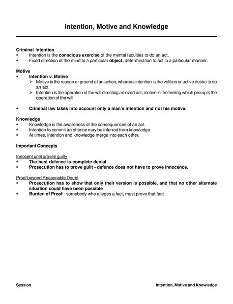 Criminal Law 2-Intention,Motiveand Knowledge - Session Intention ...
