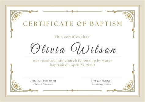 Pdf Of Baptism Certificate Templates Free Custom Printable Baptismal