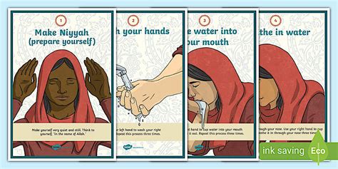 How to Perform Wudu Steps with Pictures (teacher made)