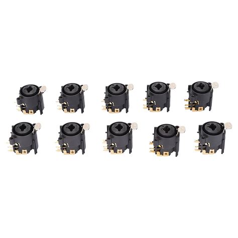 NEE XLR Female Jack Socket Connector, 10pcs 6.5mm Panel Mount Socket ...