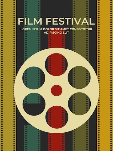 Film festival poster design with colored film strips movie film cinema ...