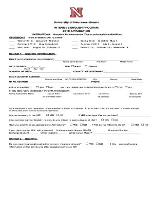 Fillable Online unl intensive english program unl form Fax Email Print ...