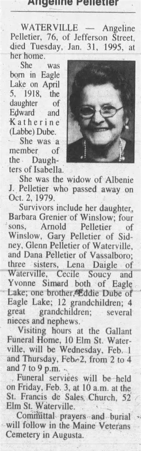 Obituary for Angeline Pelletier - Newspapers.com™