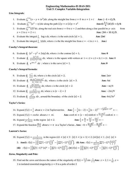 Unit 5 Complex variable-Integration - Module-V (KAS-203) Line Integrals ...