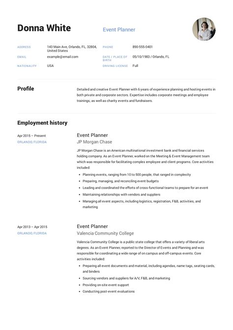 Event planner Resume | Event planner resume, Event planning resume, Resume examples