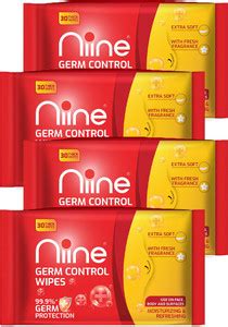 niine 120 Wipes Germ Control Wipes for Face, Body and Surfaces - Price ...