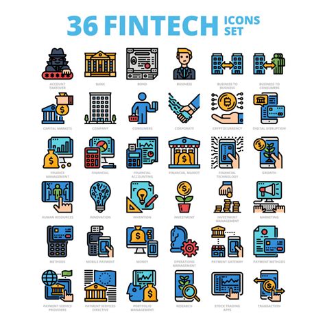 36 Fintech Icons Set x 4 Styles - MasterBundles