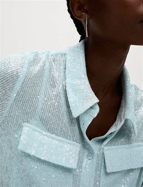 Buy Sequin Collared Shirt at Marks & Spencer