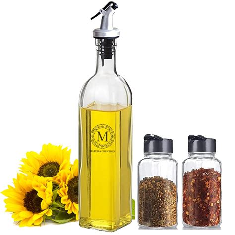 Matema Crystal Clear Square Shaped Glass Oil Dispenser 500ml (QTY-1 ...
