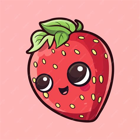 Design de personagem de fruta adorável de arte de morango Kawaii ...
