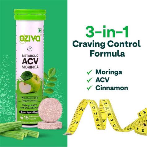 OZiva ACV Moringa (Green Apple)To Control Cravings, Apple Cider Vinegar ...