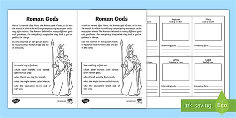 Roman Gods Worksheet / Worksheet